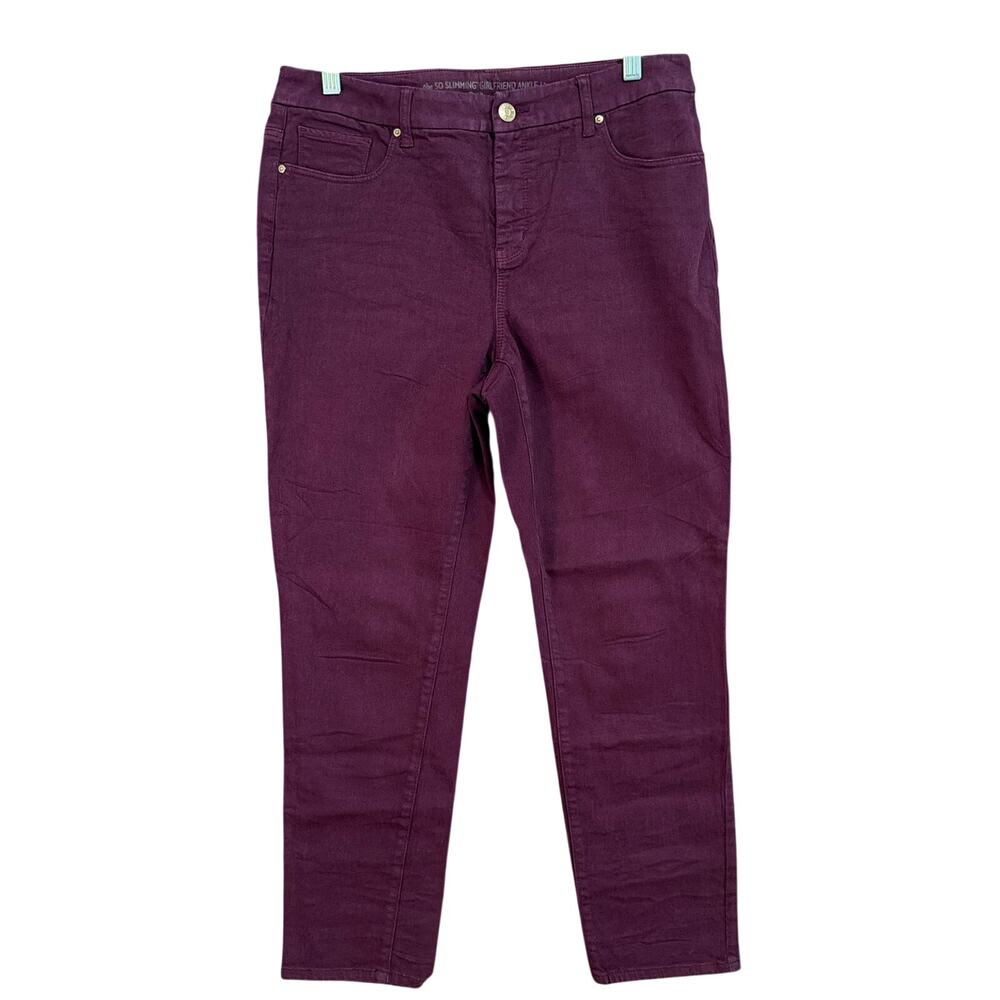 Chicos Womens Jeans Purple Mid Rise So Slimming Girlfriend Ankle Stretch 1(M)